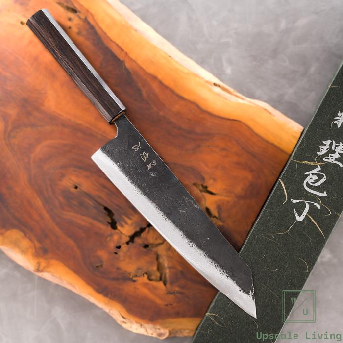 Japanese Artisan Knife Hatsukokoro Kurogane AO#2 Kurouchi Kiritsuke Gyuto 210mm