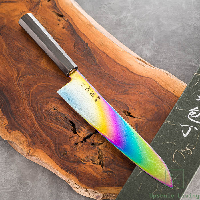 Pisau Dapur Jepang Hatsukokoro Ryuhyo Rainbow Coating SG2 Damascus Gyuto 240mm