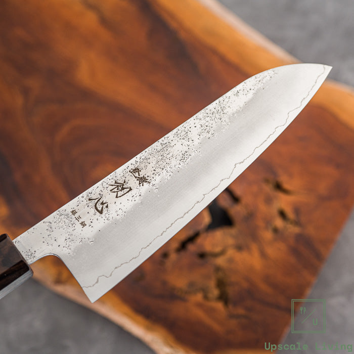 Pisau Serba Guna Jepang Hatsukokoro Ginrei Silver#3 Nashiji Santoku 170mm