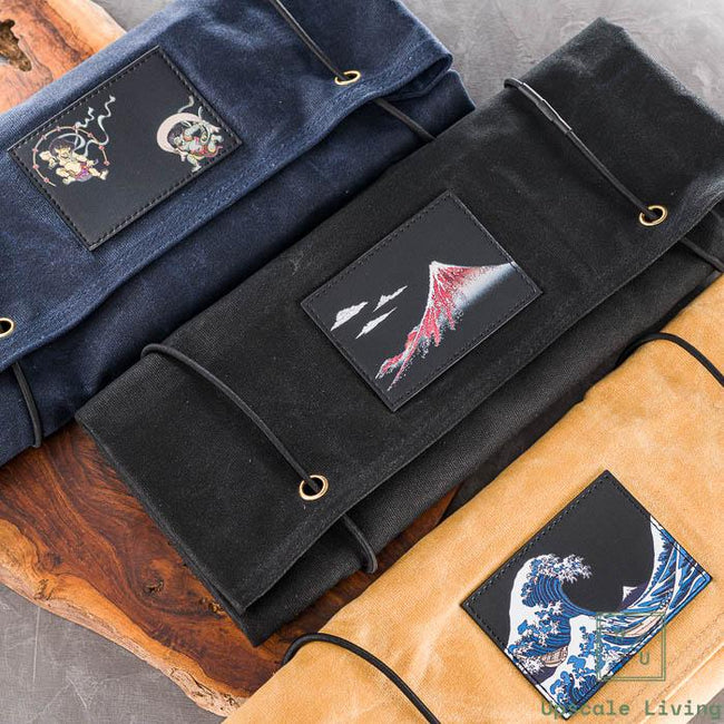Canvas Knife Bag Roll Case Hatsukokoro 5 Slot