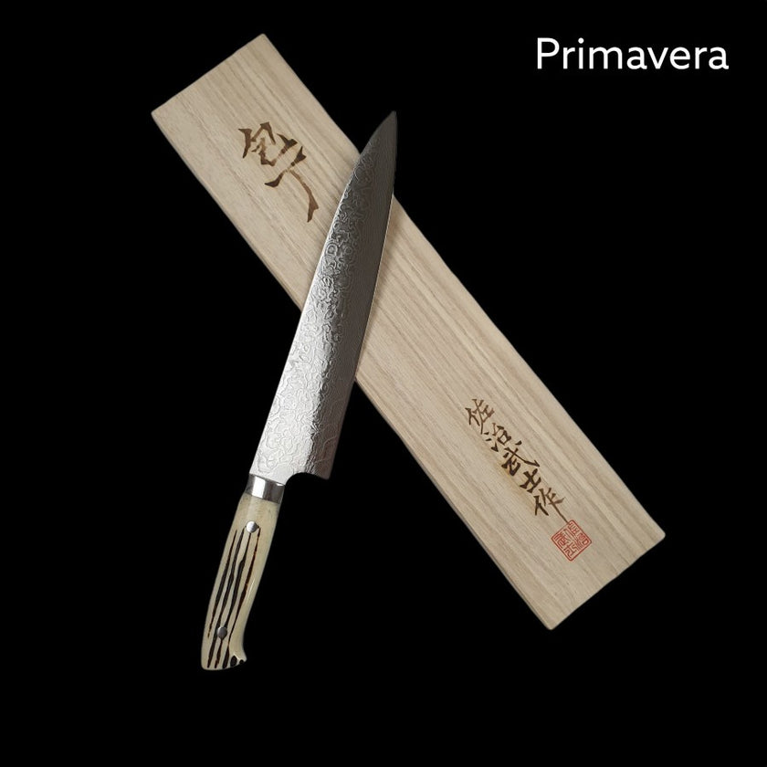 Takeshi Saji Diamond Finish R2 Gyuto 240mm Deer Horn Handle Pisau
