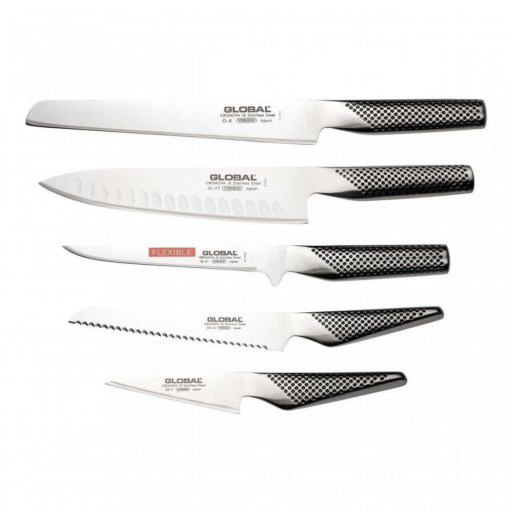 Gift Set of 5 Japanese Knife GLOBAL Knife Dock (G-88/77821617)
