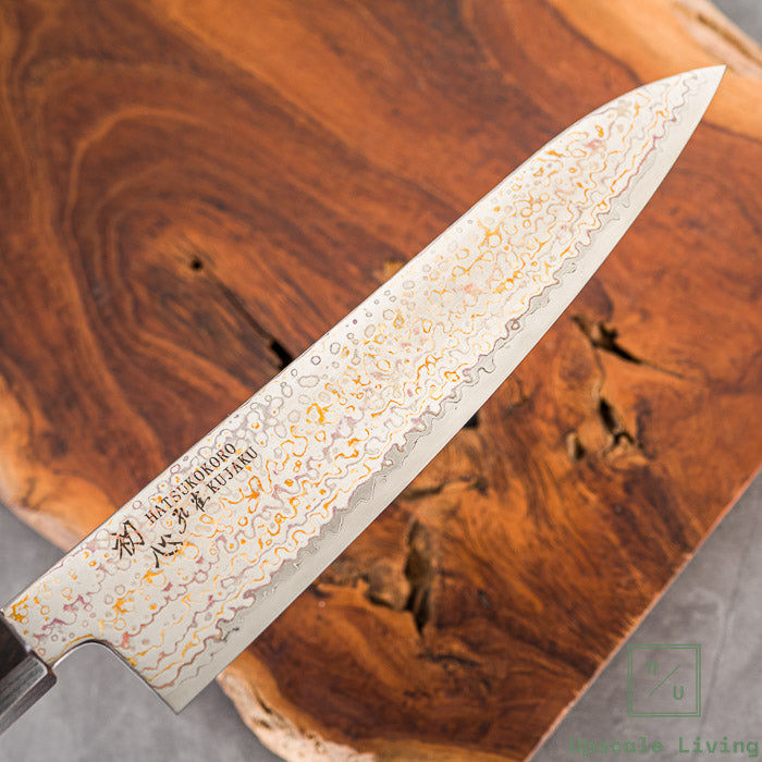 Pisau Dapur Jepang HATSUKOKORO Kujaku V-Toku2 Rainbow Damascus Gyuto 210mm