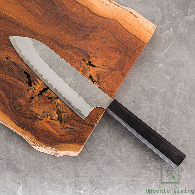 Pisau Dapur Jepang Nigara Hamono Aogami super steel Tsuchime Santoku180mm