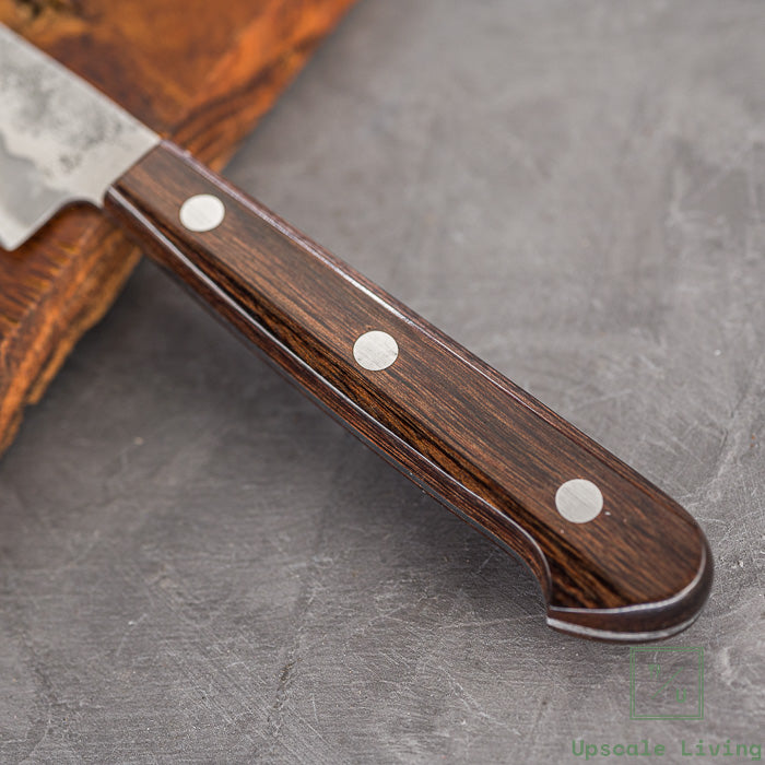 Pisau Dapur Jepang OUL Ginsan Silver#3 Nashiji Petty 135mm Dark Brown Handle
