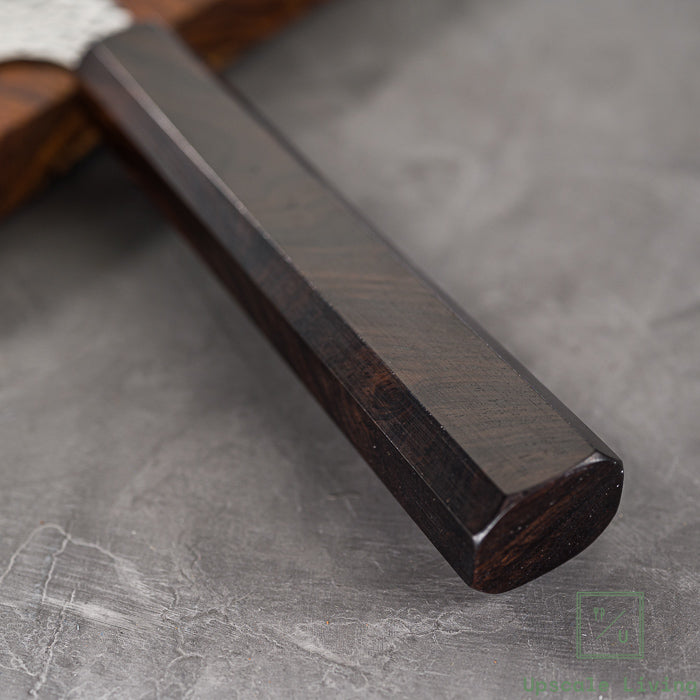 Pisau Artisan Jepang Raku Hayabusa VG10 Tsuchime Damascus Gyuto 210mm