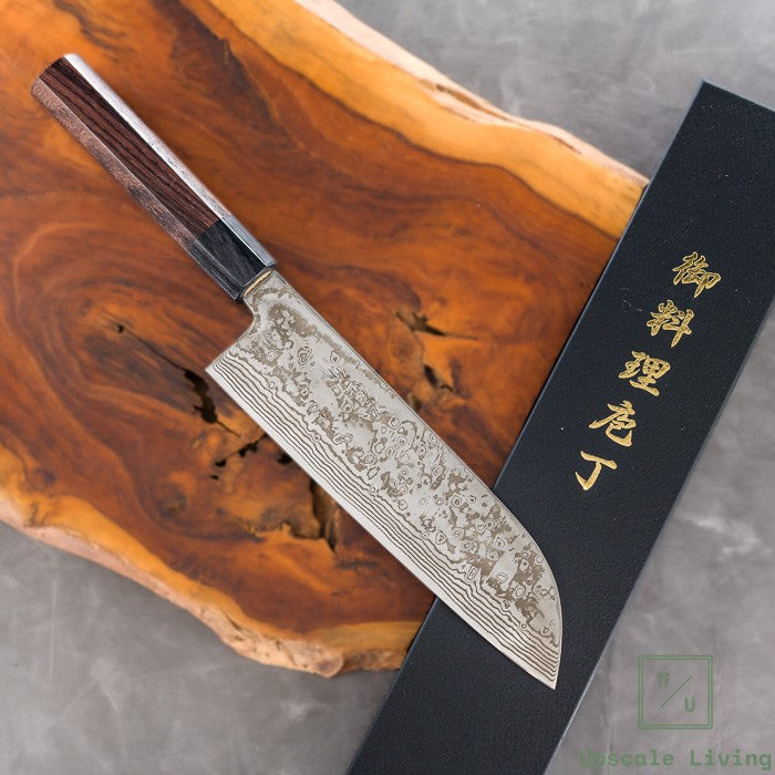 Japanese Knife Yoshida Hamono ZDP189 Damascus Santoku 180mm