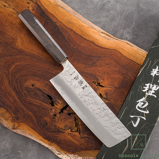 Pisau Dapur Jepang Hatsukokoro Ginrei Silver#3-Layer Nashiji Nakiri