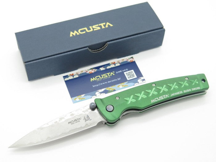 EDC Folding Knife MCUSTA VG10 Damascus Tsuchi BUSHI FUSION 85mm GREEN