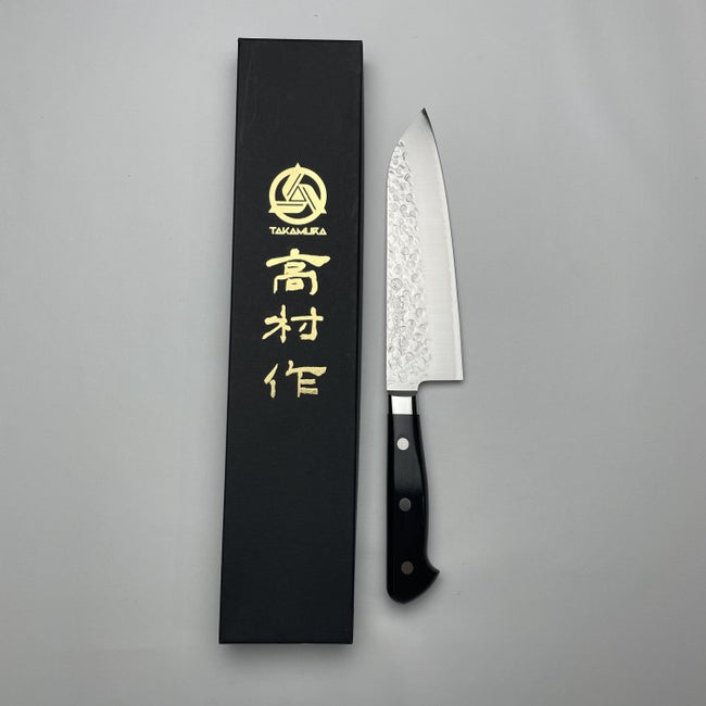 Takamura VG-10 Santoku 165mm western Handle pisau dapur Jepang