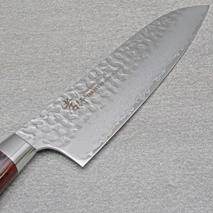 SAKAI TAKAYUKI 33-Layer Damascus Hammered Santoku 180mm