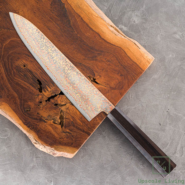 Pisau Dapur Jepang Hatsukokoro Hinotori V-Toku2 Rainbow Damascus Gyuto 240mm