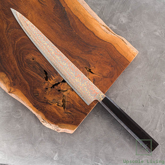 Pisau Dapur Jepang Hatsukokoro Hinotori V-Toku2 Rainbow Damascus Sujihiki 270mm