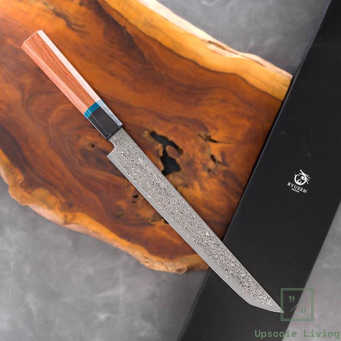 Pisau Dapur Jepang Ryusen Bonten Unryu KAI VG10 Damascus Kengata Sujihiki 240mm