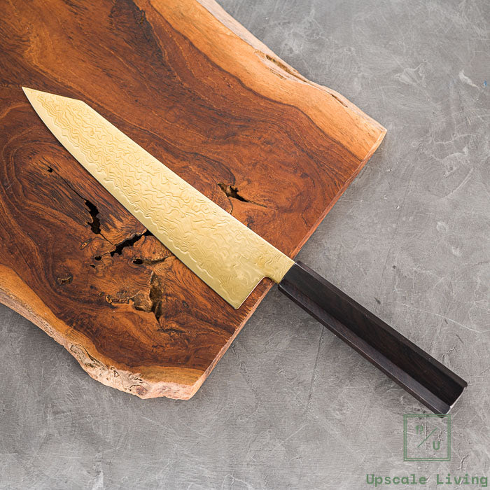 Pisau Dapur Jepang Hatsukokoro Ryuhyo Gold coating  SG2 Damascus Kiritsuke Gyuto210mm