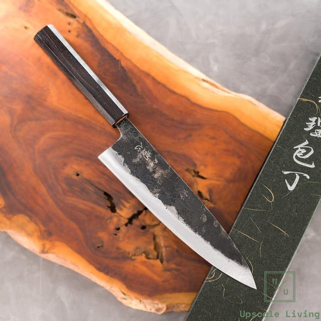 Japanese Artisan Knife Hatsukokoro Kurogane AO#2 Kurouchi Gyuto 210mm