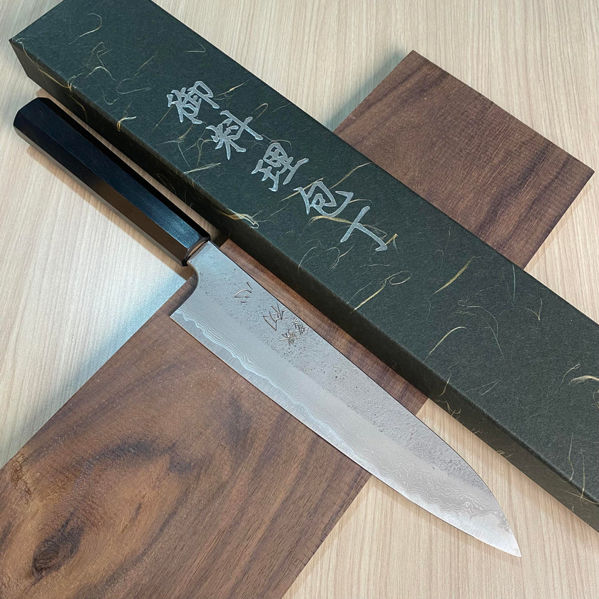 Japanese Knife Nigara x Hatsukokoro Aogami #2 Ryusui Damascus Bunka 180mm