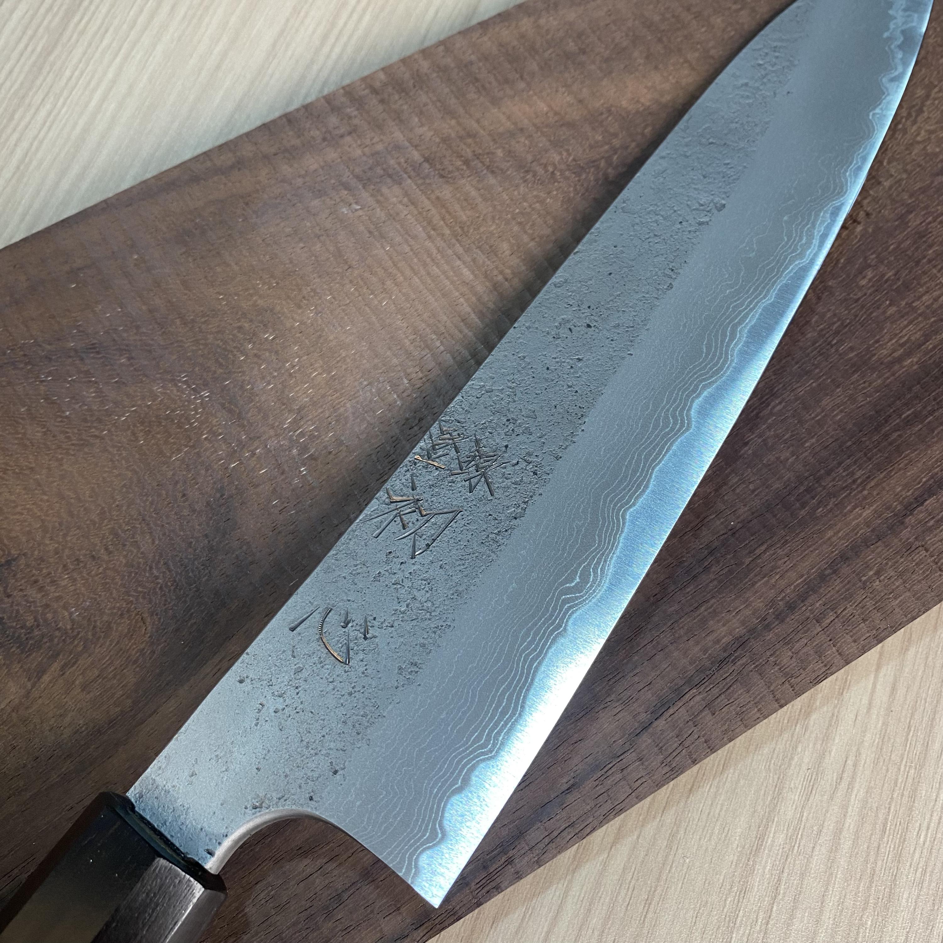Japanese Knife Nigara x Hatsukokoro Aogami #2 Ryusui Damascus Bunka 180mm