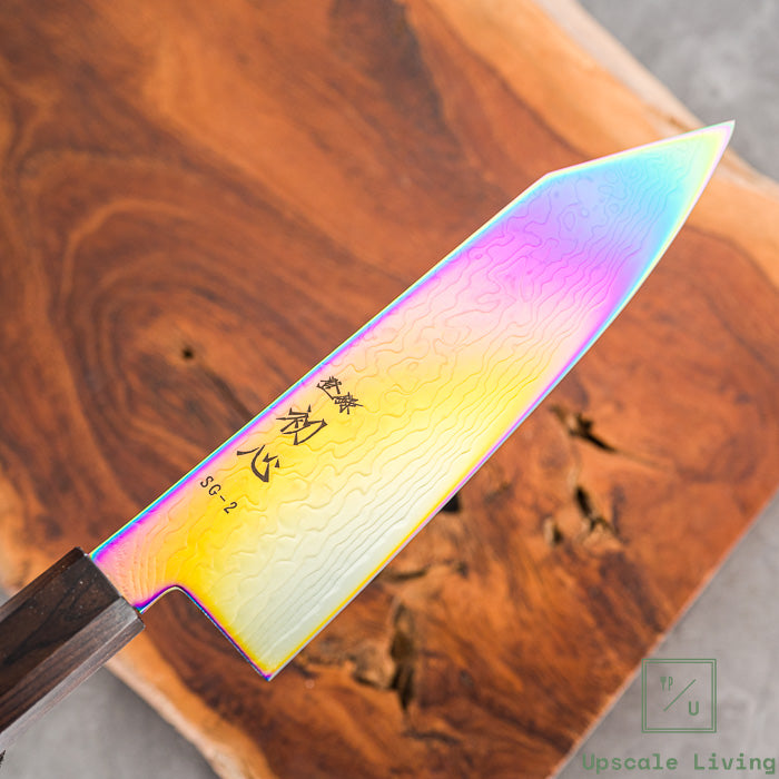 Pisau Dapur Jepang Hatsukokoro Ryuhyo Rainbow Coating SG2 Damascus Bunka 180mm