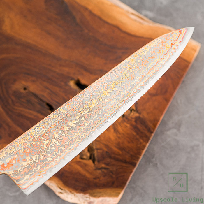 Pisau Dapur Jepang Hatsukokoro Hinotori V-Toku2 Rainbow Damascus Gyuto 240mm