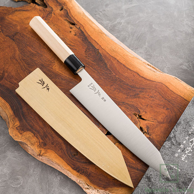 Japanese Artisan Knife Masamoto Shirogami#2 Steel Kiritsuke Gyuto 210mm With Exclusive Saya
