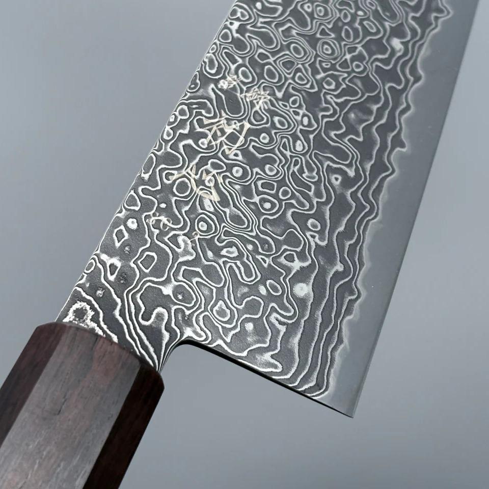 Pisau Jepang Hatsukokoro Ryuhyo Kurozome SG2 Damascus Bunka 180mm