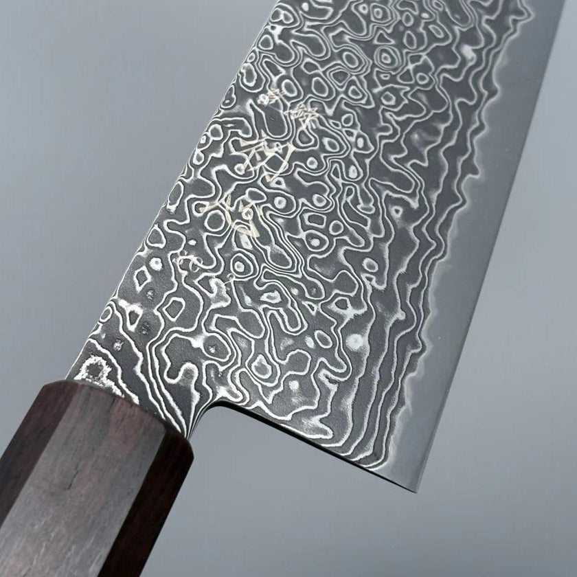 Pisau Jepang Hatsukokoro Ryuhyo Kurozome SG2 Damascus Bunka 180mm