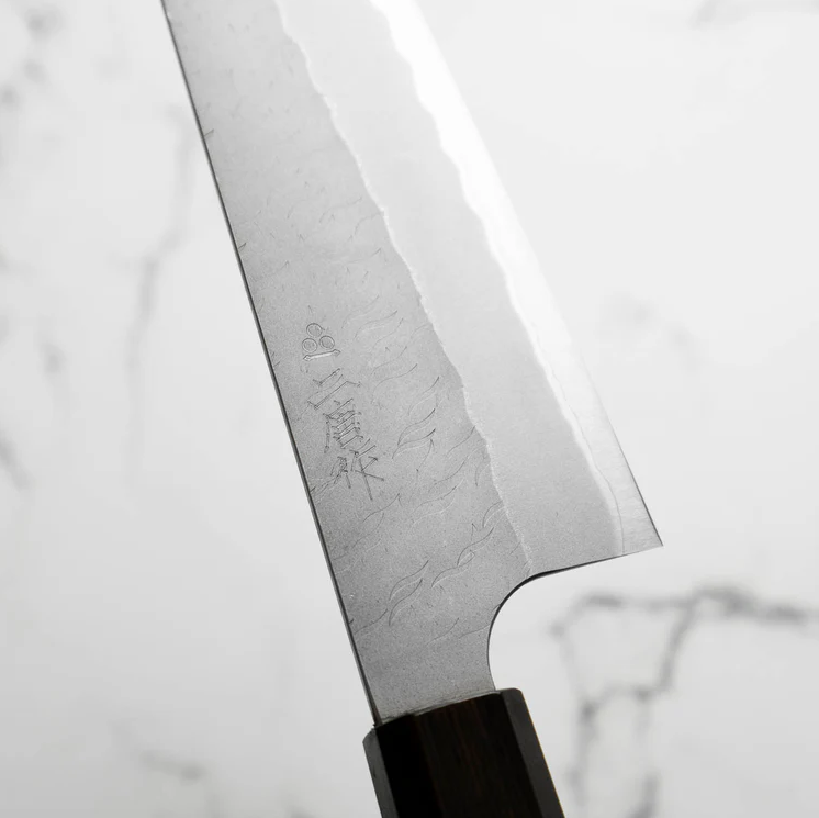 Pisau Dapur Jepang Nigara Hamono  Aogami super steel Tsuchime Santoku180mm