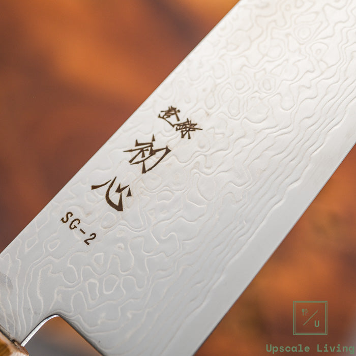 Pisau Jepang Hatsukokoro Ryuhyo SG2 Damascus Migaki Bunka 180mm