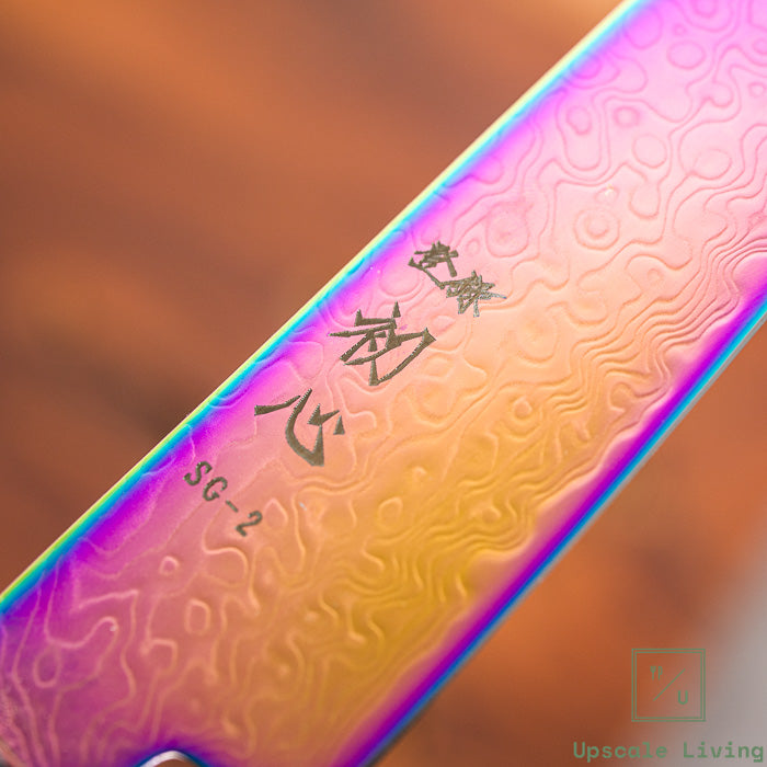 Pisau Dapur Jepang Hatsukokoro Ryuhyo rainbow coating SG2 Damascus Petty150mm