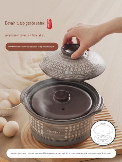 GINPO Kamon Mishima Stew Pot No.7 - brownish Grey