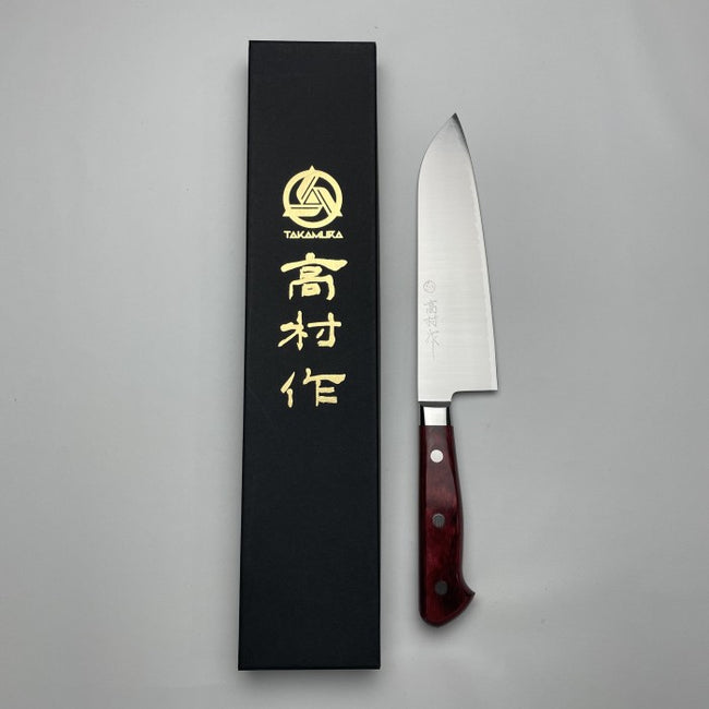 Takamura SG2 Red Handle Santoku 165 mm Pisau dapur Made in Japan