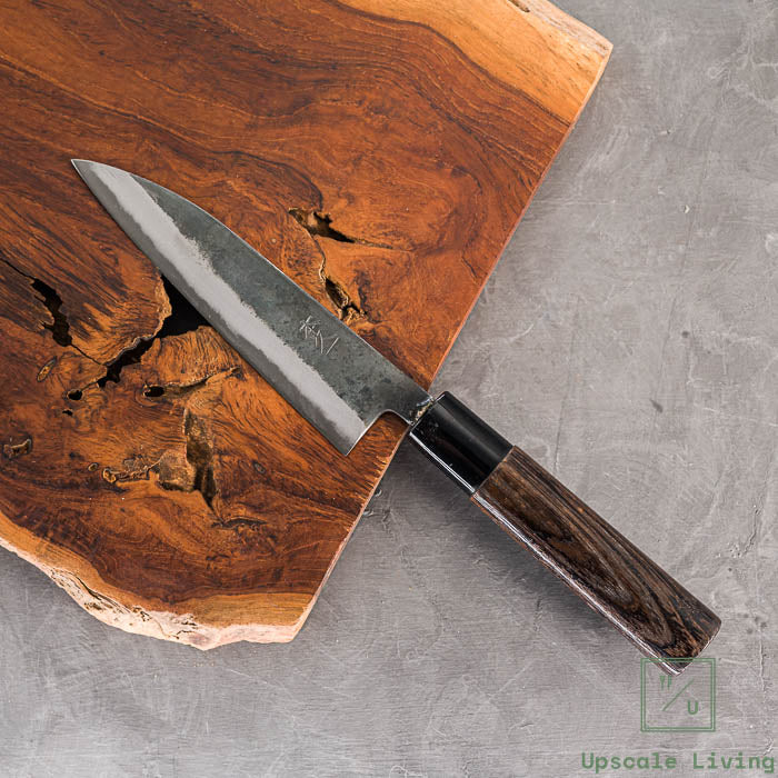 Pisau jepang Motokyuichi Petty Kurouchi 135mm White-2 Steel Chestnut Handle
