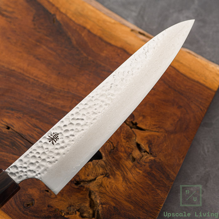Pisau Artisan Jepang Raku Hayabusa VG10 Tsuchime Damascus Gyuto 210mm