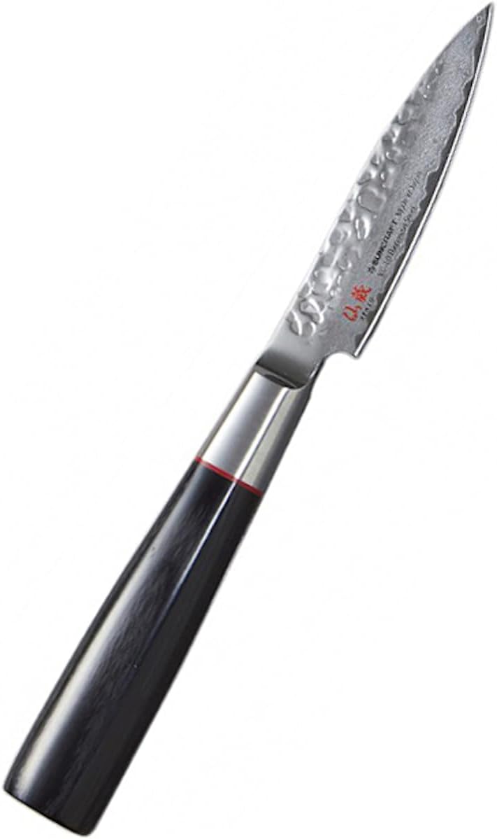 Pisau Dapur Jepang Senzo Classic Paring Knife Black Pakkawood Red Ring 80mm
