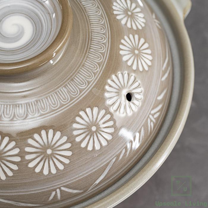 Japan Ceramic Hot Pot Donabe Caserole Nabemono GINPO Hanamishima No.7