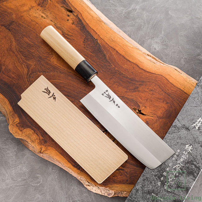 Japanese Artisan Knife Masamoto Powder SS Wa Nakiri Knife With Saya