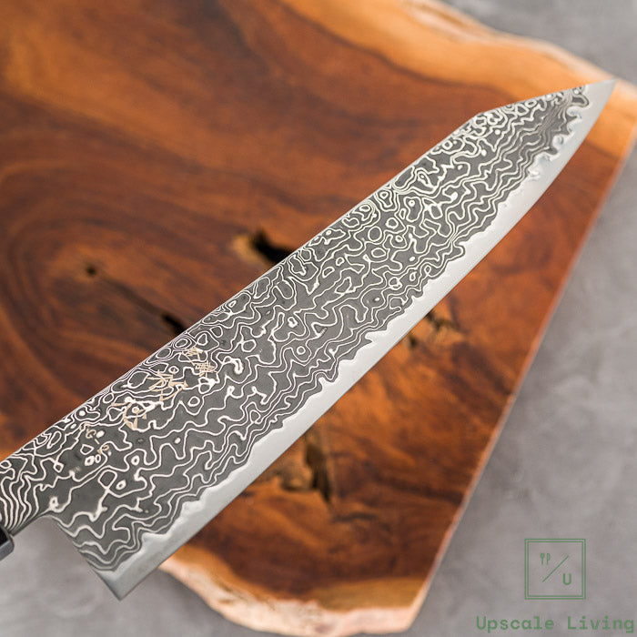Pisau Chef Jepang Hatsukokoro Ryuhyo Kurozome SG2 Damascus Kiritsuke Gyuto 210mm