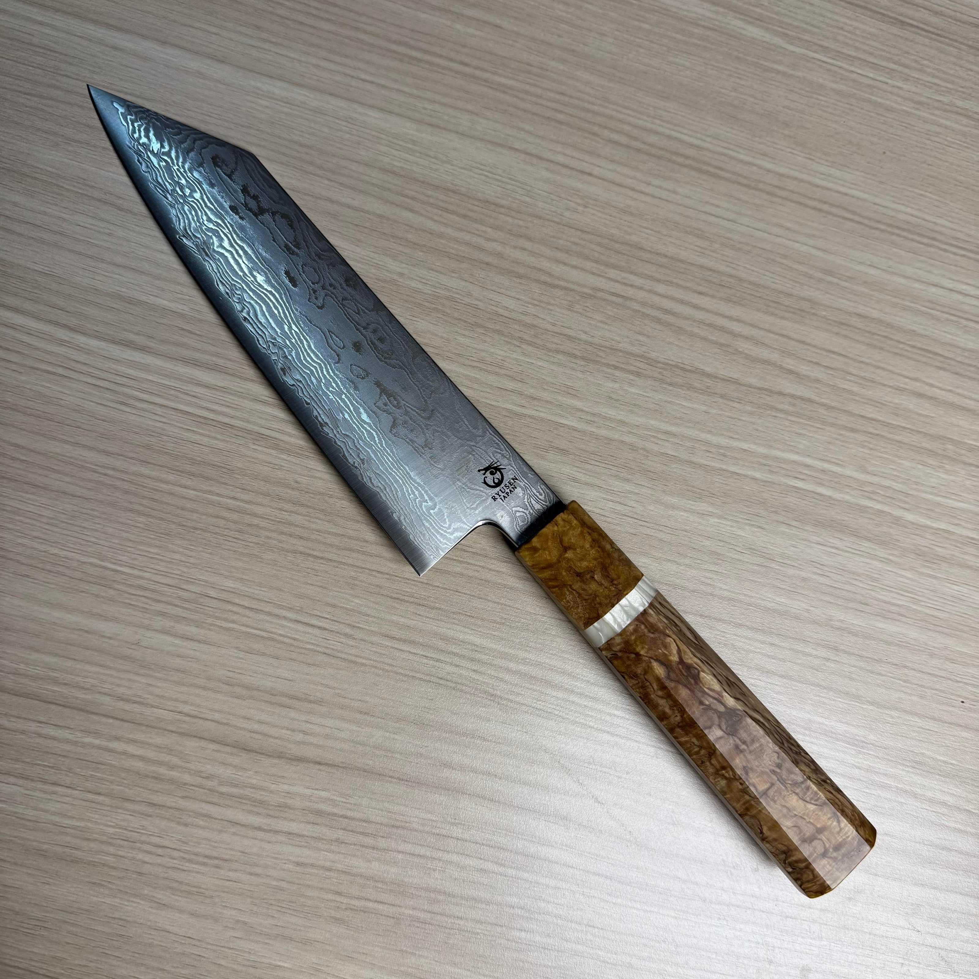Pisau Dapur Jepang Ryusen Fukakuryu KAI ATS314 Damascus WA Bunka 170mm