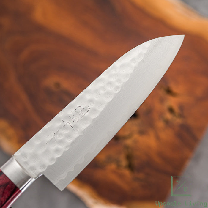 Masutani Hamono Kokuryu VG10 Damascus Tsuchime Ko Santoku 130mm