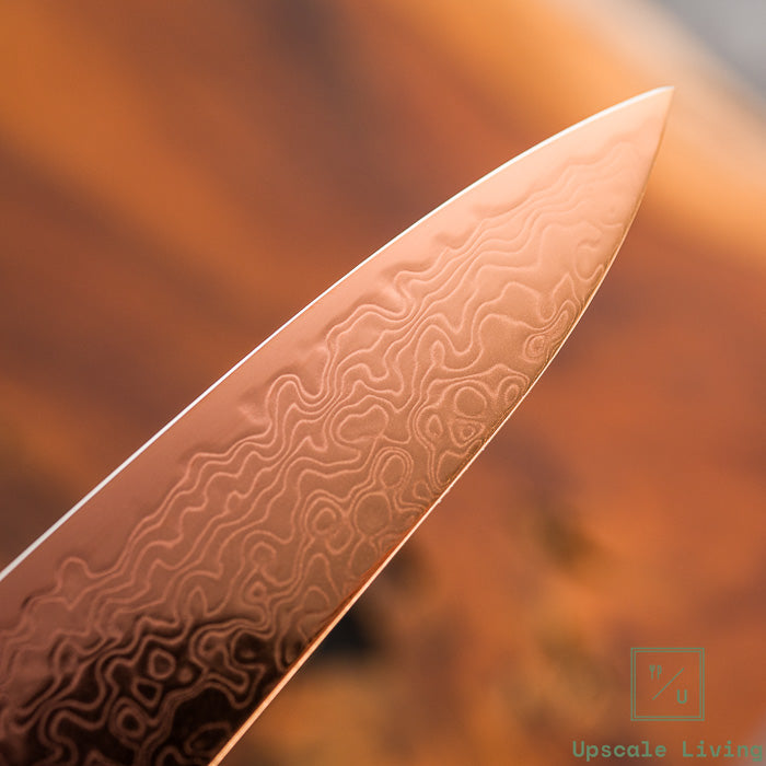 Pisau Dapur Jepang Hatsukokoro Ryuhyo  Brown coating SG2 Damascus Petty150mm