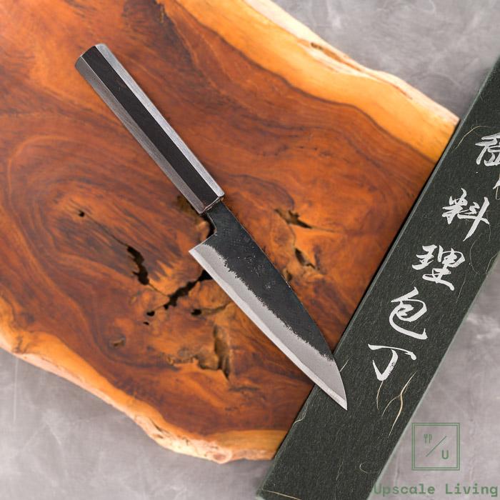 Japanese Artisan Knife Hatsukokoro Sumi AO#2 Kurouchi Petty 120mm