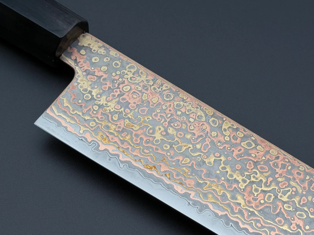 Pisau Dapur Jepang Hatsukokoro Hinotori V-Toku2 Rainbow Damascus Gyuto 210mm