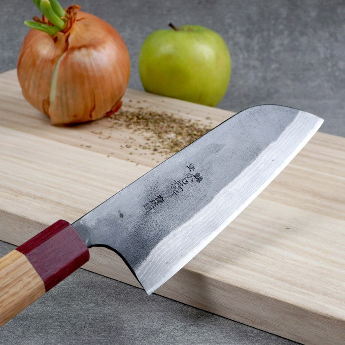 Kajibee Damascus Aogami #2 Kurouchi Santoku 165mm