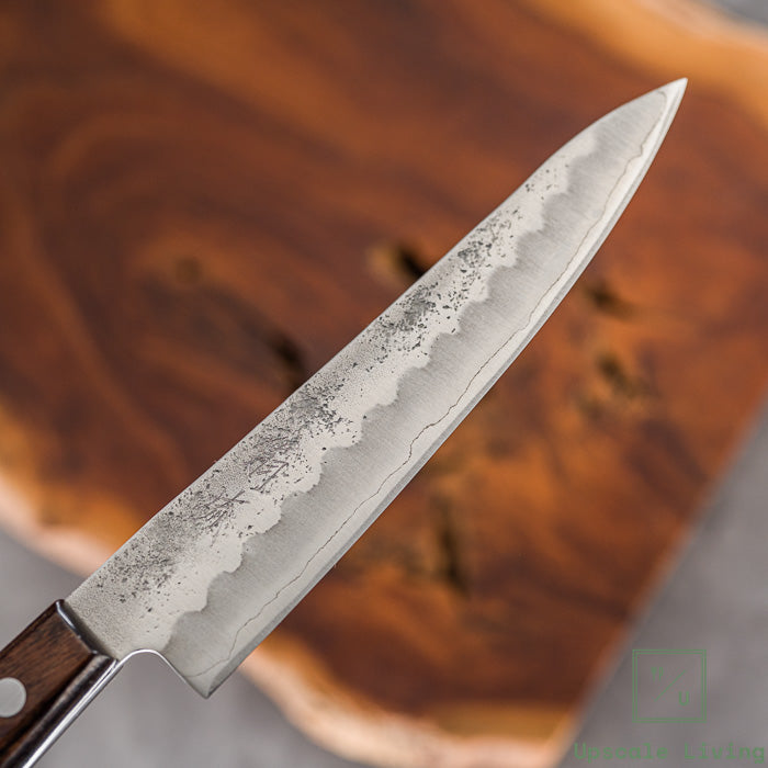 Pisau Dapur Jepang OUL Ginsan Silver#3 Nashiji Petty 135mm Dark Brown Handle