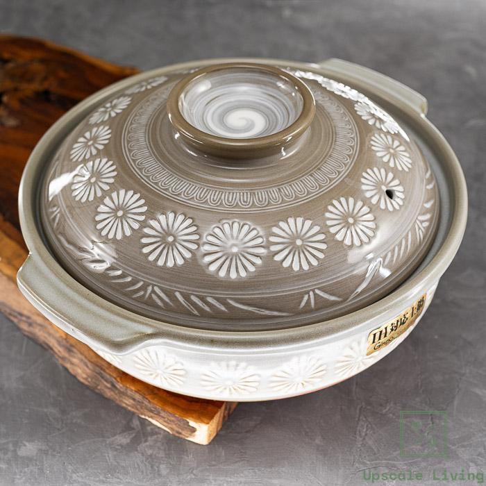 Japan Ceramic Hot Pot Donabe Caserole Nabemono GINPO Hanamishima No.7