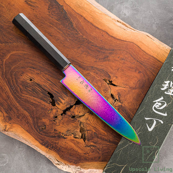Pisau Dapur Jepang Hatsukokoro Ryuhyo rainbow coating SG2 Damascus Petty150mm