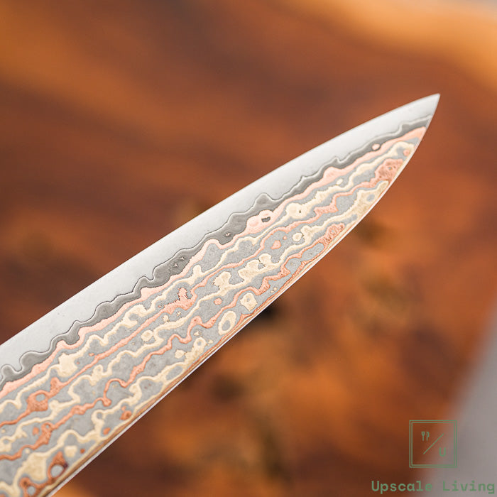 Pisau Dapur Jepang Hatsukokoro Hinotori V-Toku2 Rainbow Damascus Petty 150mm