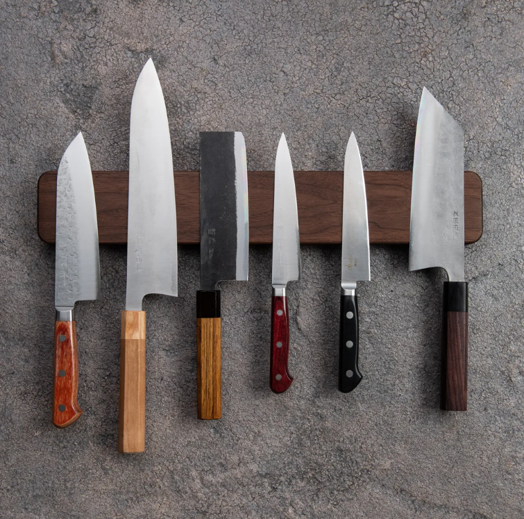 Shibata Takayuki Walnut Knife Holder Magnetic Knife Bar
