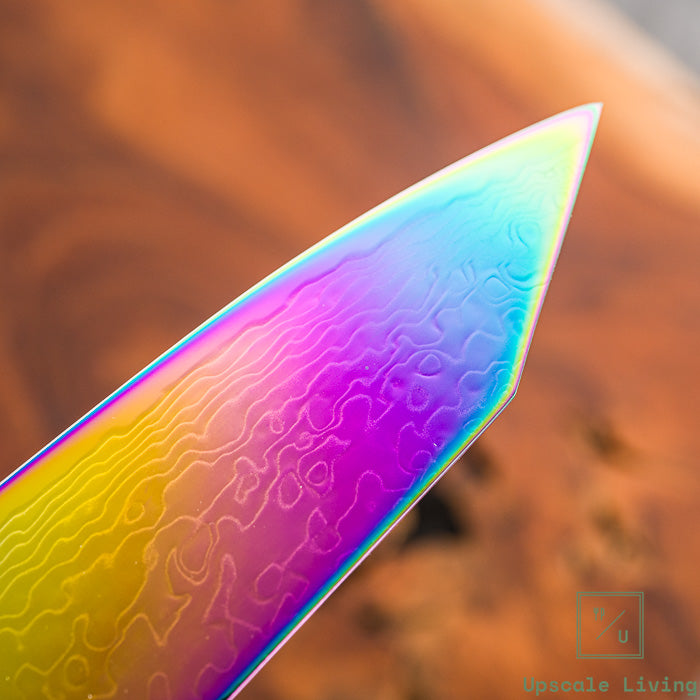 Pisau Dapur Jepang Hatsukokoro Ryuhyo Rainbow Coating SG2 Damascus Bunka 180mm